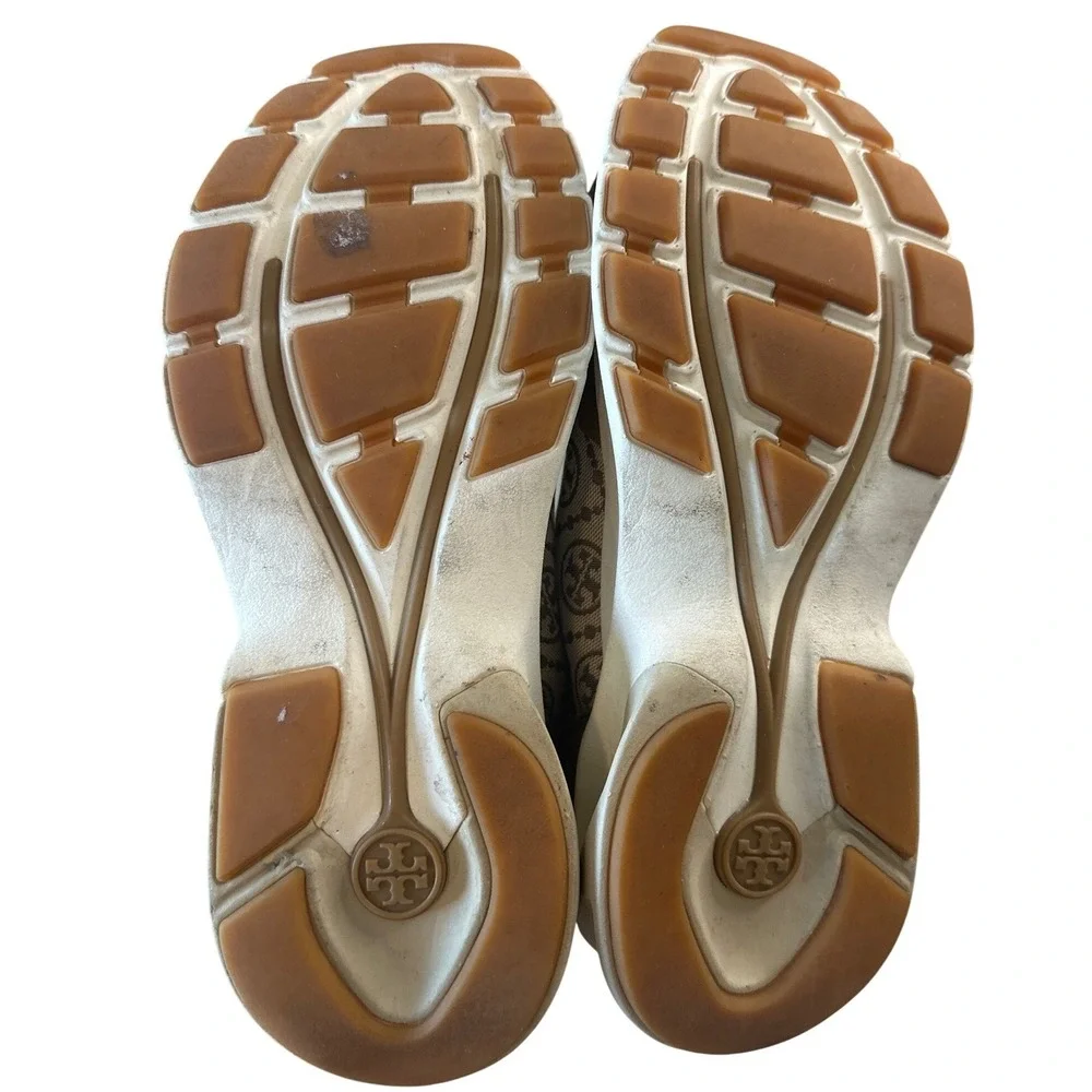 Tory Burch Good Luck T-Monogram Trainer Brown Suede Chunky Sneakers 8.5